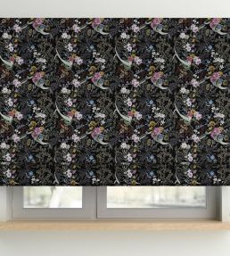 V&A Floris Fabric by Arley House Black