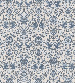 V&A Heraldic Birds Fabric by Arley House French Blue
