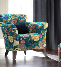 V&A Love Birds Fabric by Arley House Cobalt