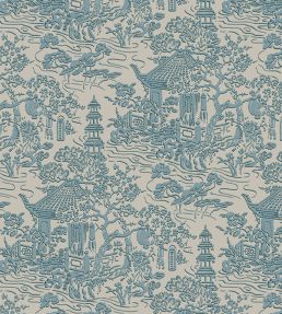 V&A Pagoda Fabric by Arley House Duck Egg