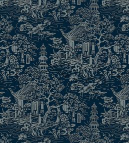 V&A Pagoda Fabric by Arley House Ocean