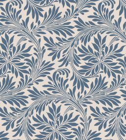 V&A Rolling Leaves Fabric by Arley House French Blue