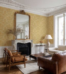 Venetian Damask Wallpaper by Coordonne Mustard