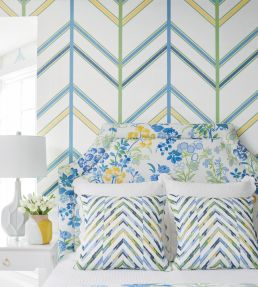 Ventura Wallpaper by Thibaut Beige And Spa Blue