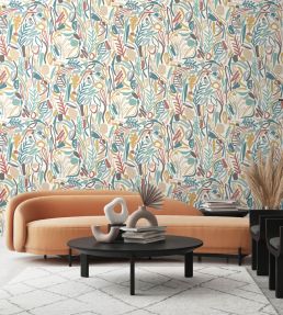 Verdure Wallpaper by Ohpopsi Blush & Petrol