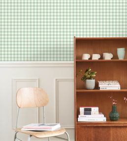 Vichy Wallpaper by Casadeco Vert Celadon