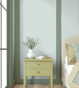 Vichy Check Wallpaper by Woodchip & Magnolia Duck Egg