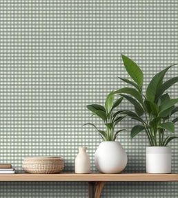 Vichy Check Wallpaper by Woodchip & Magnolia Hunter Green