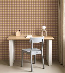 Victoria Wallpaper by Caselio Mauve moutarde
