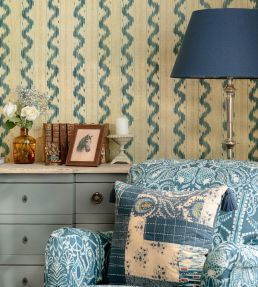 Vintage Ikat Wallpaper by MINDTHEGAP Topiary Green