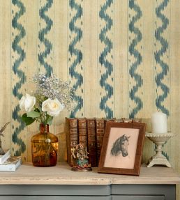 Vintage Ikat Wallpaper by MINDTHEGAP Indigo Beige