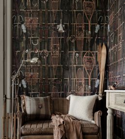Vintage Skiing Wallpaper by MINDTHEGAP Brown/Taupe/Red/Yellow