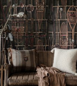 Vintage Skiing Wallpaper by MINDTHEGAP Brown/Taupe/Red/Yellow