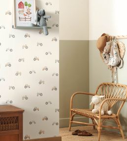 Vintage Tractor Wallpaper by Casadeco Naturel