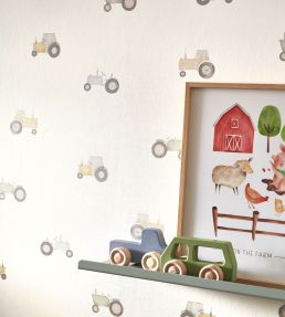 Vintage Tractor Wallpaper by Casadeco Naturel