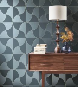 Virevolte Wallpaper by Casadeco Bleu Marine
