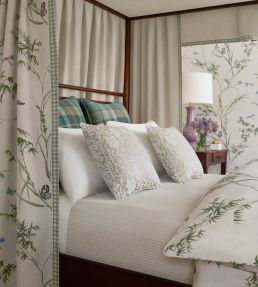 Virginia Fabric by Thibaut Cream and Aqua