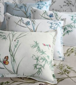 Virginia Fabric by Thibaut Cream and Aqua