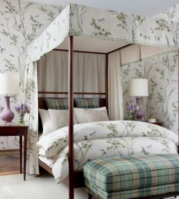 Virginia Wallpaper by Thibaut Cream and Aqua
