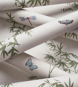 Virginia Wallpaper by Thibaut Cream and Aqua