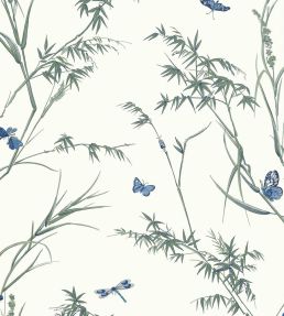 Virginia Wallpaper by Thibaut Blue and Green