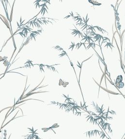Virginia Wallpaper by Thibaut Cream and Aqua
