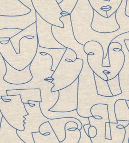 Visage Fabric by Camengo Lin Indigo