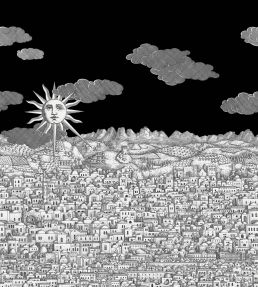 Vista Mediterranea Mural by Cole & Son Charcoal Sky