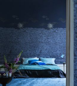 Vista Mediterranea Mural by Cole & Son Midnight with Gilver Sun