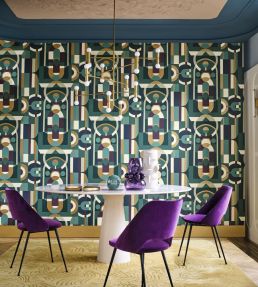 Vitrail Wallpaper by Casamance Emeraude/Violet