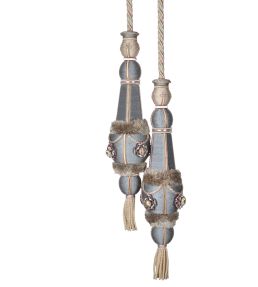 Volanges Double Tassels Tieback Trimming by Houles Blue Glacier