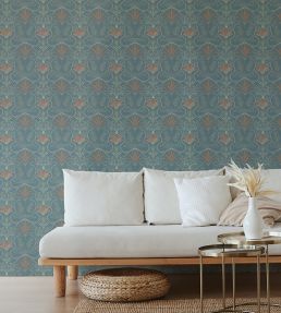 Voysey Wallpaper by Tres Tintas Light blue