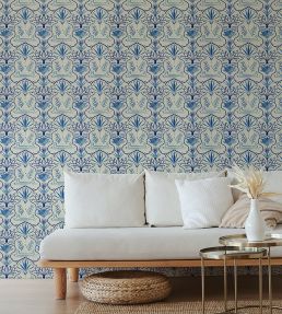 Voysey Wallpaper by Tres Tintas Dark blue