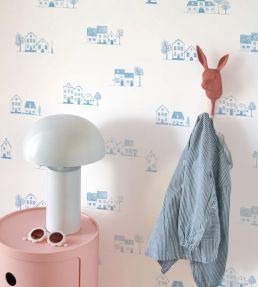 Walk In The Village Wallpaper by Casadeco Bleu Doux