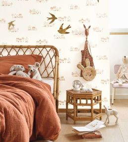 Walk In The Village Wallpaper by Casadeco Brique