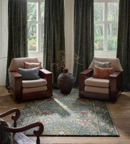 Morris & Co Walthamstow rug Forest/Teal 130707140200 Forest/Teal