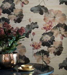 Water Lilies Grasscloth Wallpaper by 1838 Wallcoverings Bracken