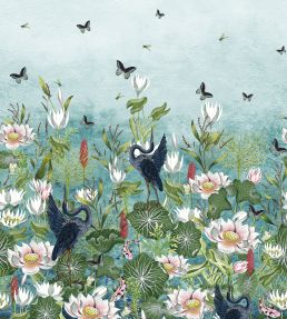 Waterlily Banner Mural by Clarke & Clarke Marine