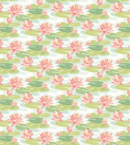 Waterlily Wallpaper by Ohpopsi Duck Egg & Coral