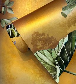 Waterlily Sunset Mural by Avalana Metallic Gold