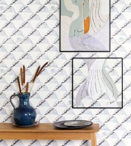Wave 1929 Wallpaper by CommonRoom Bawden Blue, Sand & Shadow