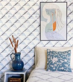 Wave 1929 Wallpaper by CommonRoom Bawden Blue, Sand & Shadow