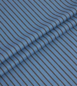 Weymouth Stripe Fabric by Ian Mankin Slate Blue/Mocha