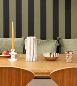 Wide Lines Wallpaper by Caselio Vert Olive Noir