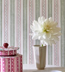 Wiggle Stripe Wallpaper by DADO 03 Green and Pink