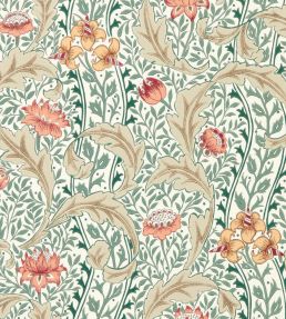 Wild Tulip & Vine Wallpaper by Morris & Co Coral/Teal