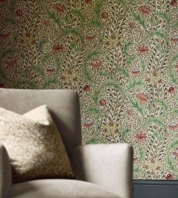 Wild Tulip & Vine Wallpaper by Morris & Co Rose/Linen