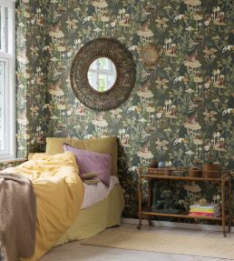 Wildlife Creek Wallpaper by Rebel Walls Forest Green