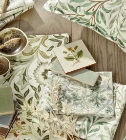 Wilhelmina Wide Width Fabric by Morris & Co Russet/Leaf Green
