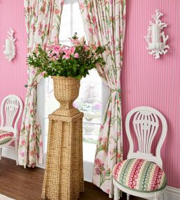 Wilson Stripe Wallpaper by Scalamandre Bubblegum